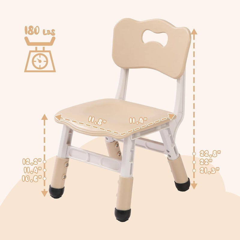 Hulaibit Adjustable Kid Chairs, 3 Level Adjustable Suitable for Children Age 3-8, 2PCS Toddler Chair Maximum Load-Bearing 220lbs, for Home Family Classroom Nursery Indoor Use, Burlywood - Image 3